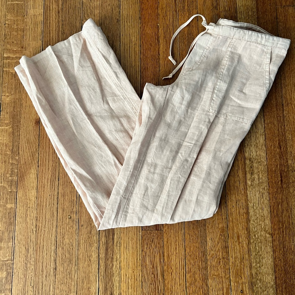 London Jean Drawstring linen Pants in Light Pink